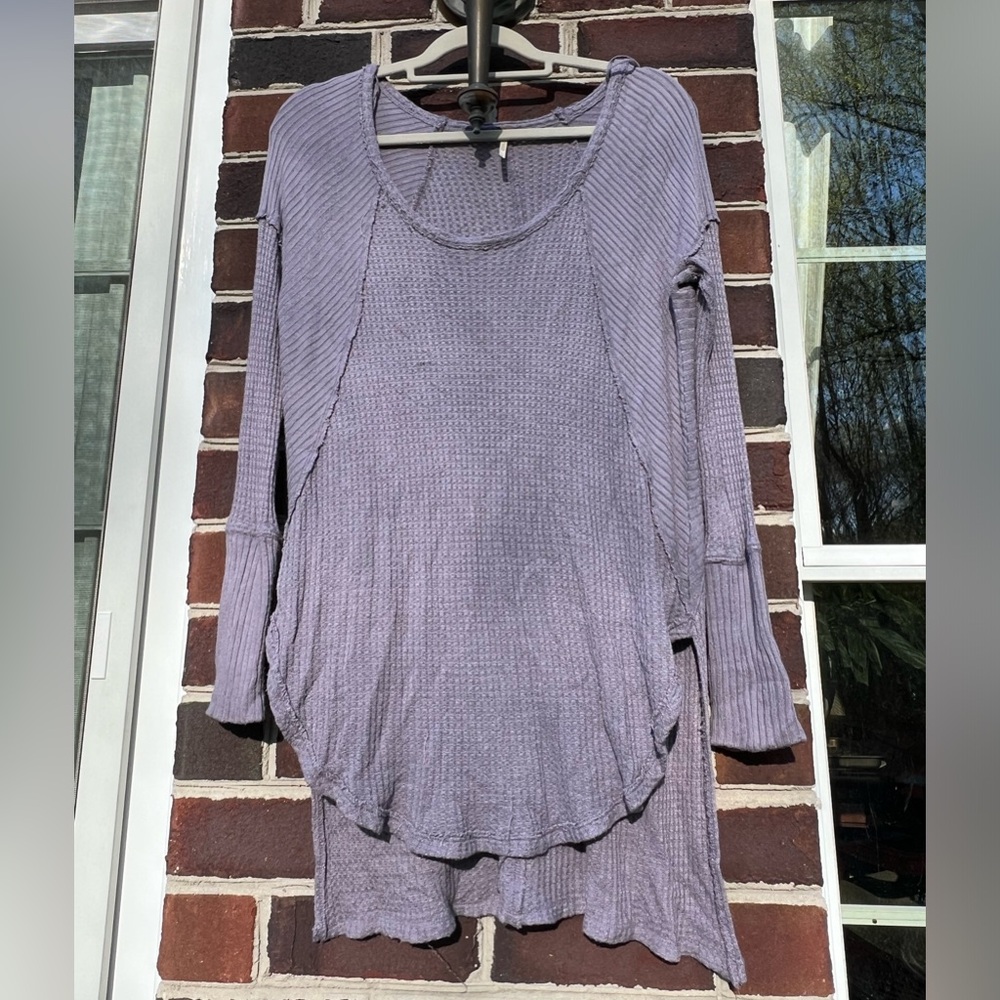 Free People flowy waffle shirt; greyish purple; like new
